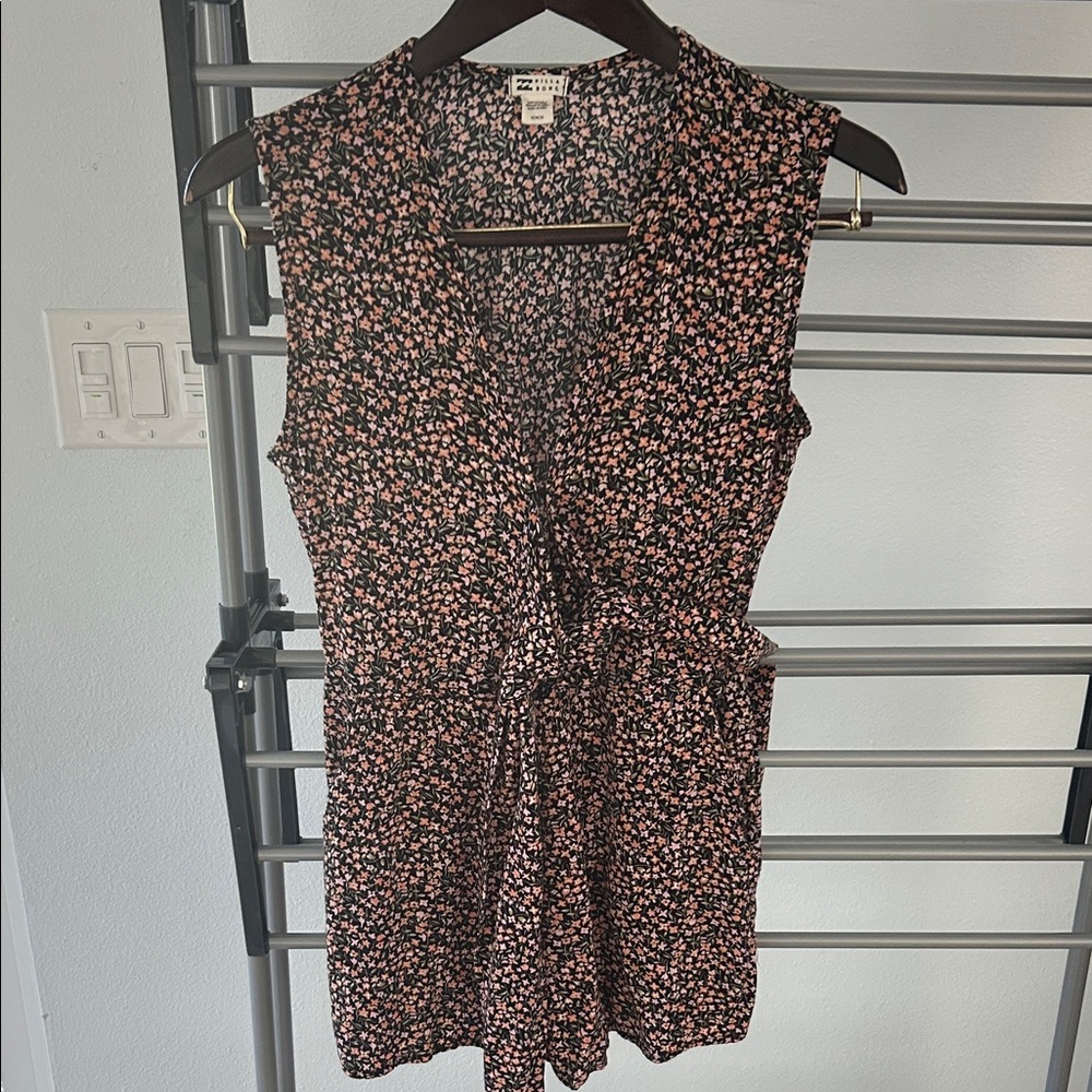 Billabong Black and Pink Floral Jumpsuit